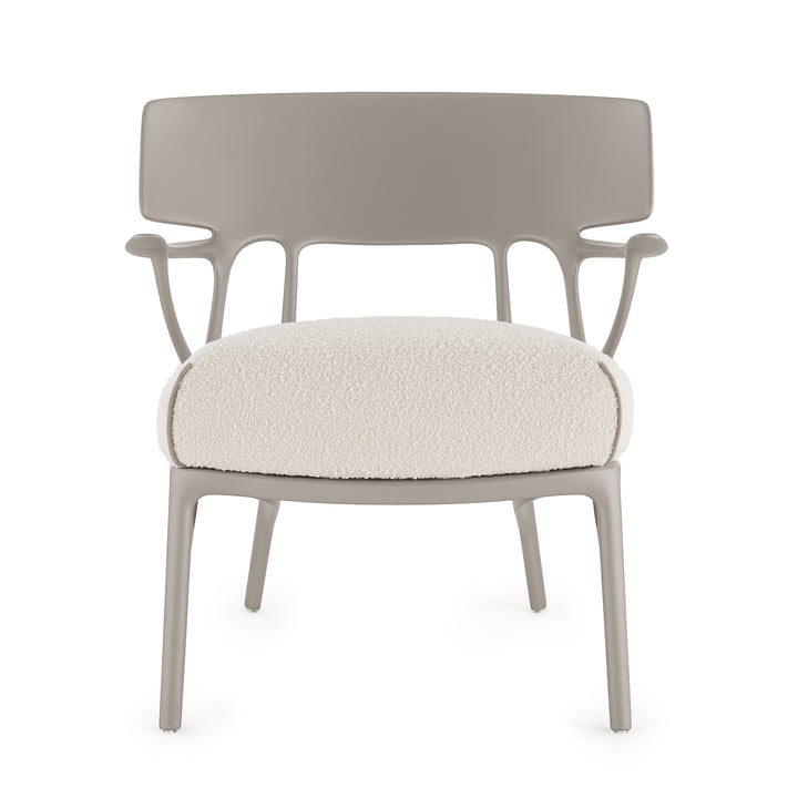 Kartell - A.I. Lounge Chair, gray / white (fabric Bouclé Riccio)