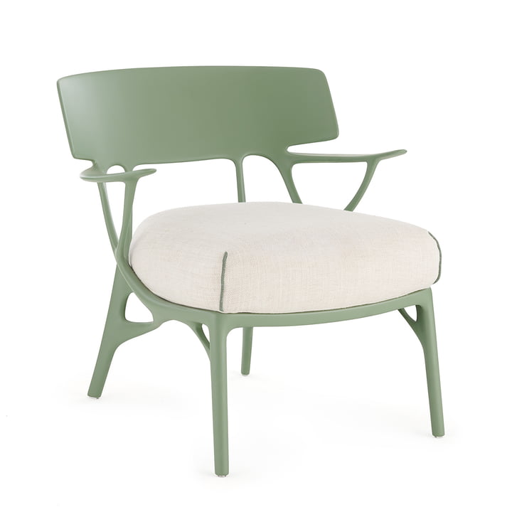 Kartell - A.I. Lounge Chair, green / white (fabric Panamino)