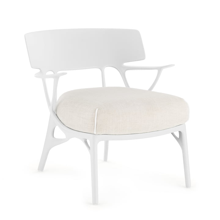 Kartell - A.I. Lounge Chair, white / white (fabric Panamino)