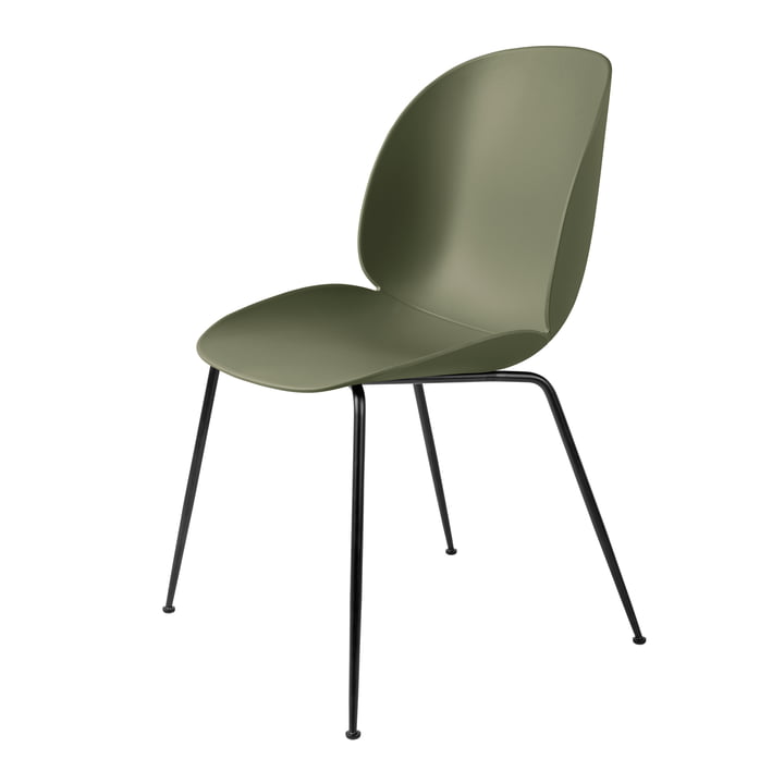 Gubi - Beetle Dining Chair, Conic Base black / fern green