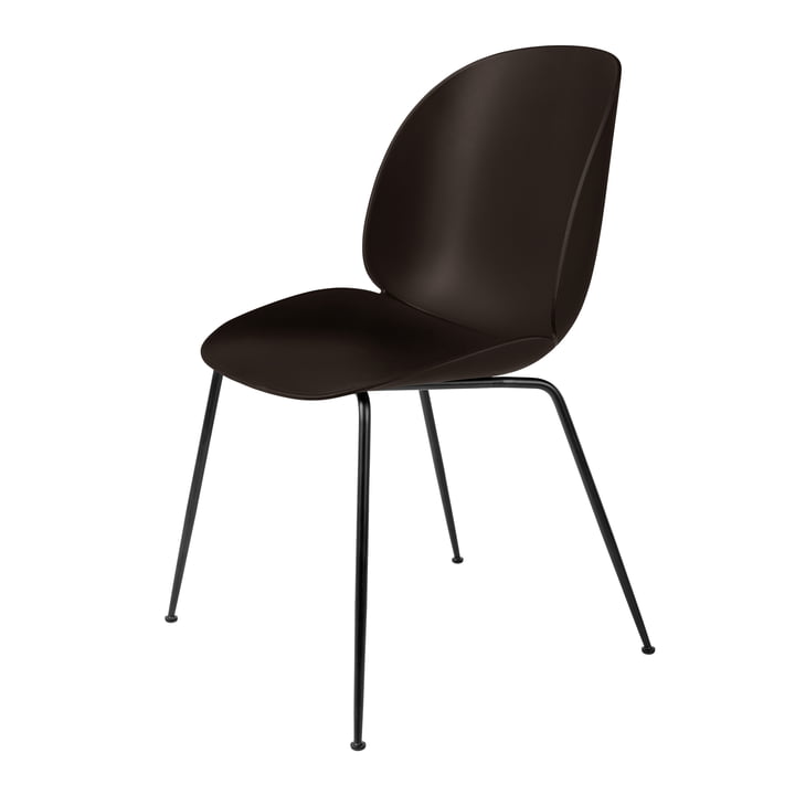 Gubi - Beetle Dining Chair, Conic Base black / mocha brown