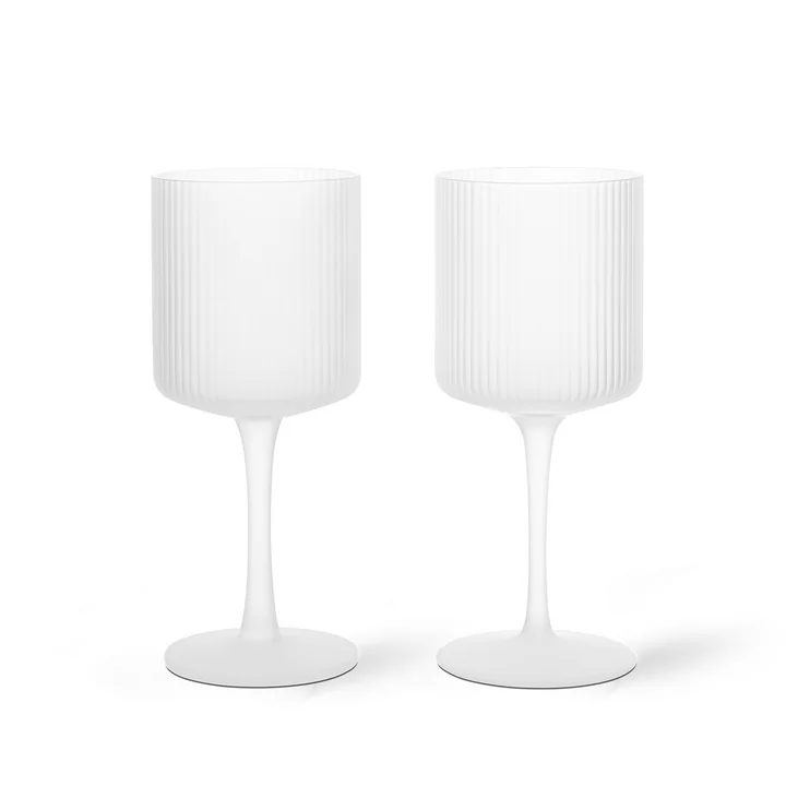 Ferm Living - Ripple White wine glass, frosted (set of 2)