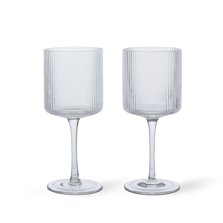 ferm Living - Ripple White wine glass, clear (set of 2)