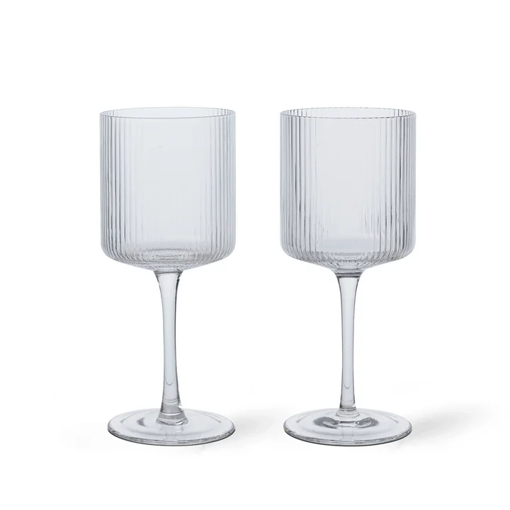 Ferm Living - Ripple White wine glass, clear (set of 2)