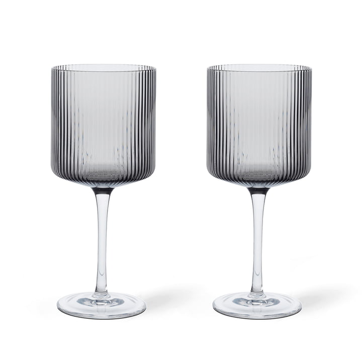 ferm Living - Ripple Red wine glass, smoked gray (set of 2)