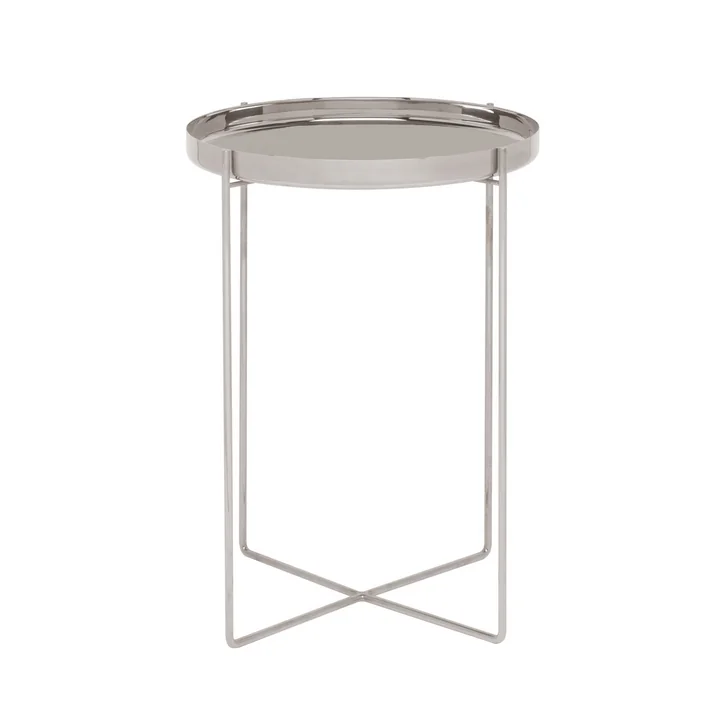 e15 - Habibi side table H 47 cm / Ø 37 cm, polished stainless steel