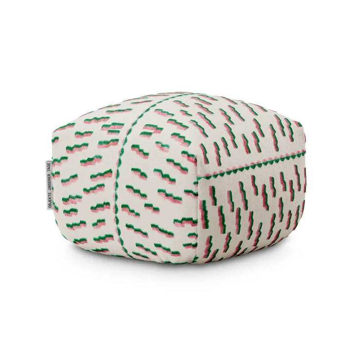 OUT Objekte unserer Tage - Sander pouf mini, pink/green (Tiger Beat Col. 005 by Dedar)
