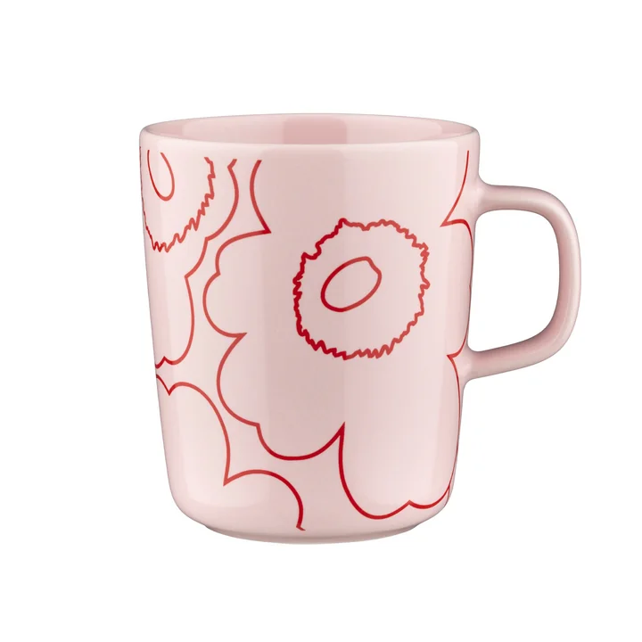 Marimekko - Oiva Piirto Unikko mug with handle, 250 ml, pink