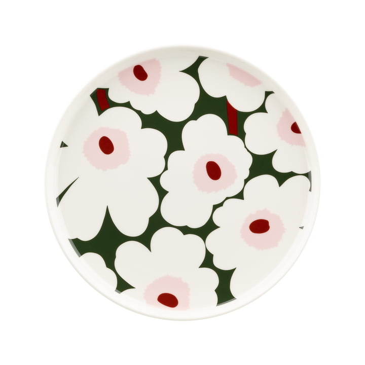 Marimekko - Oiva Unikko Plate, Ø 25 cm, green / pink