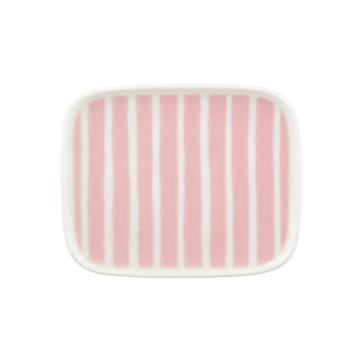 Marimekko - Oiva Piccolo plate, 15 x 12 cm, white / pink