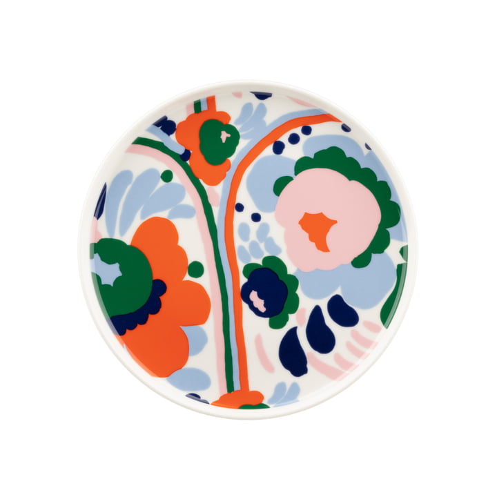 Marimekko - Oiva Karuselli Plate, Ø 20 cm, white / dark blue / orange / pink