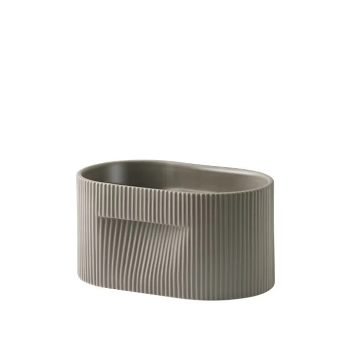 Muuto - Ridge Flower pot, h 13 cm, taupe
