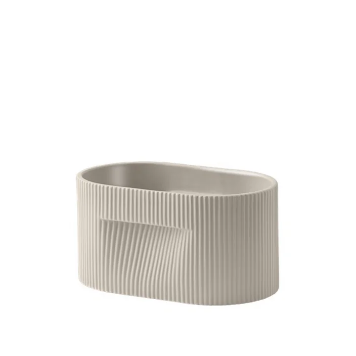 Muuto - Ridge Flower pot, h 13 cm, beige
