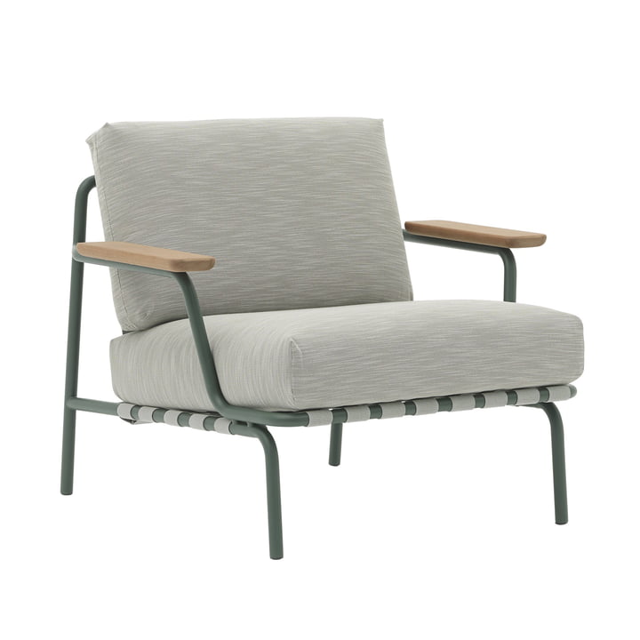 Muuto - Settle Outdoor Lounge Chair, green / dark green (fabric Ribbed Weave 2)