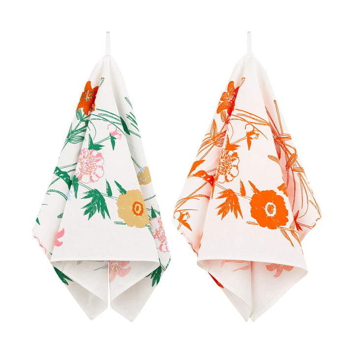 Marimekko - Puutarhakutsut tea towel, multicolored (set of 2)