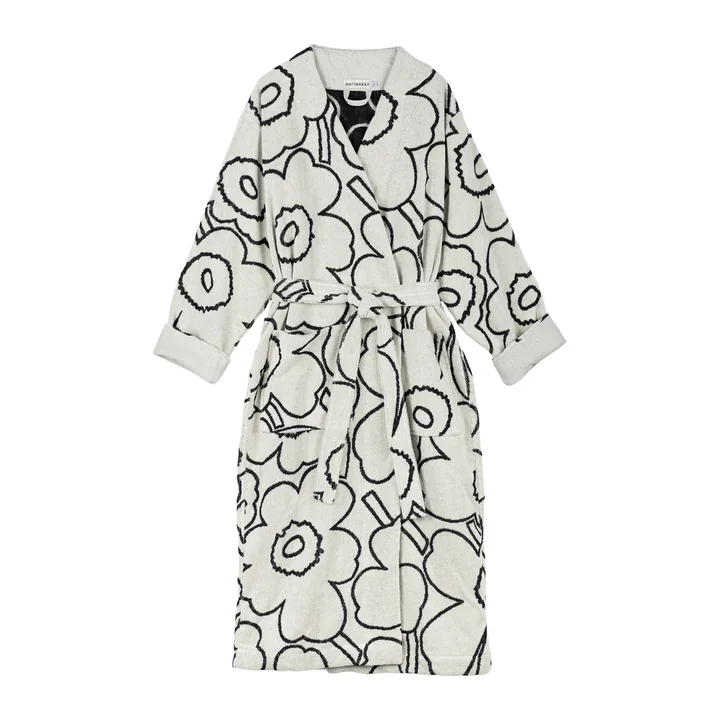 Marimekko - Piirto Unikko bathrobe, ivory / black