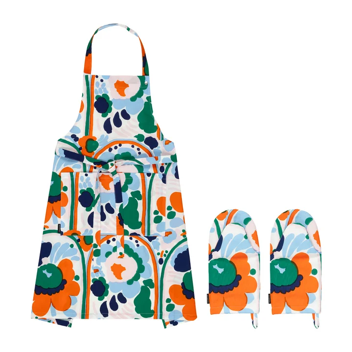 Marimekko - Pieni Karuselli kitchen set, kitchen apron & oven gloves, multicolored (3 pcs.)
