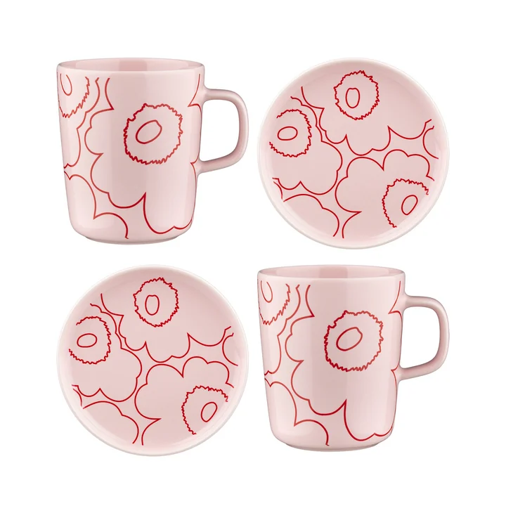 Marimekko - Oiva Piirto Unikko tableware set (4 pcs)