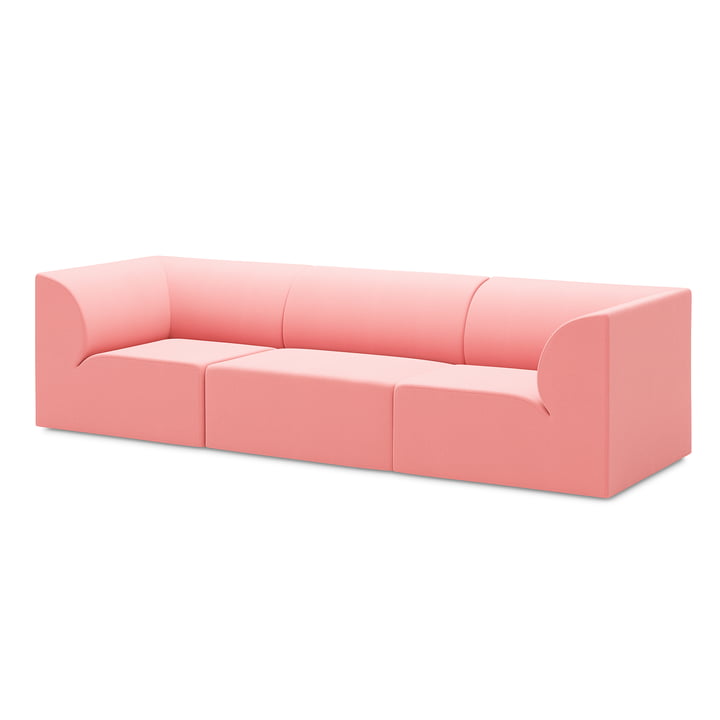 OUT Objects of our days - Weber 02 3-seater sofa, pink (Vidar 4 0622 by Kvadrat)