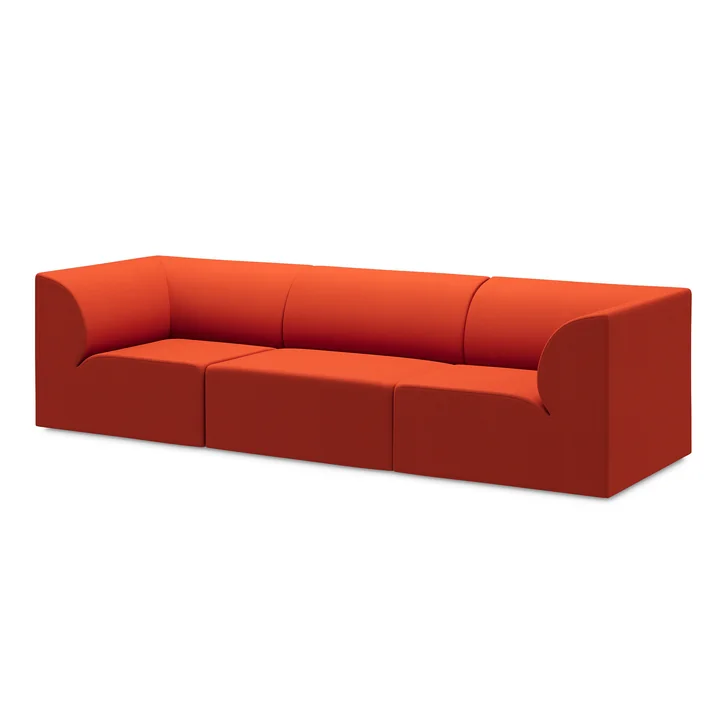 OUT Objects of our time - Weber 02 3-seater sofa, pure orange (Vidar 4 0542 by Kvadrat)