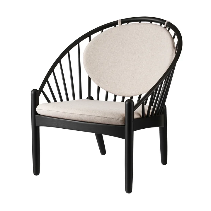 FDB Møbler - J166 Jørna armchair, frame jet black / beige (Main Line Flax 61)