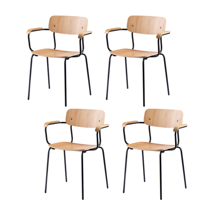 FDB Møbler - J182 Holmen armchair, black / oak (set of 4)