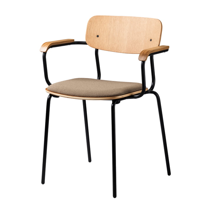 FDB Møbler - J182 Holmen armchair, black / oak / taupe (Grain 61230)