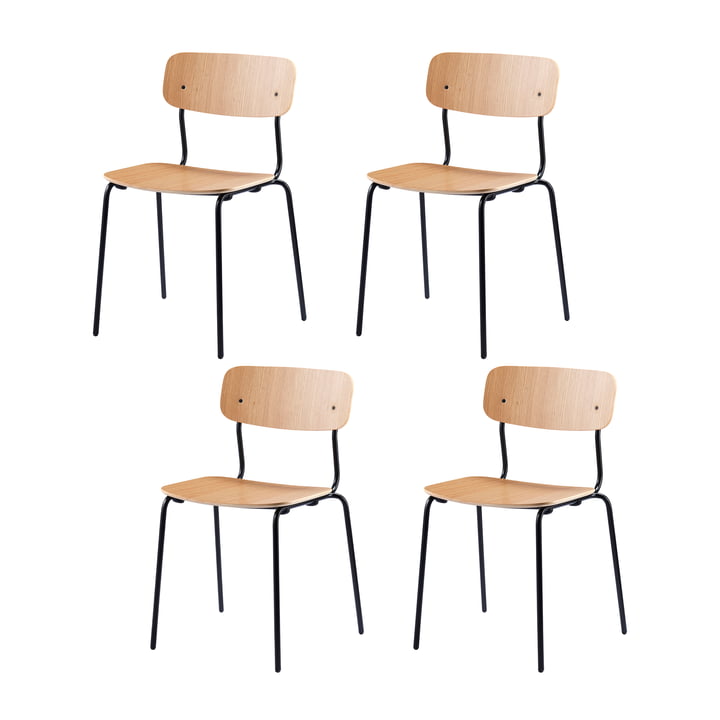 FDB Møbler - J182 Holmen chair, black / oak (set of 4)