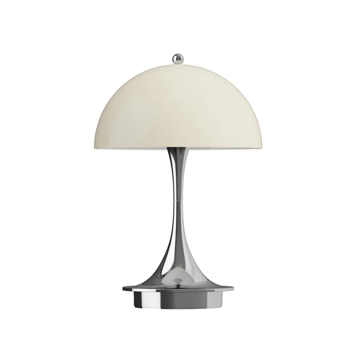 Louis Poulsen - Panthella 160 Portable V3 rechargeable LED table lamp, chrome / opal beige
