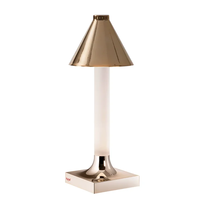 Kartell - Goodnight LED rechargeable lamp, H 31.5 cm, diffuser Ø 11.8 cm, polished copper