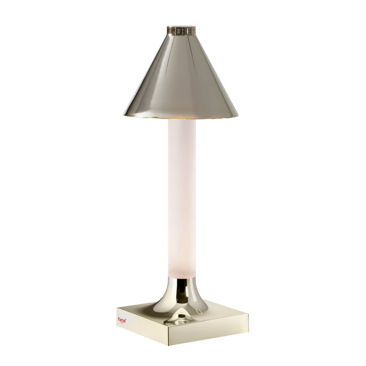 Kartell - Goodnight LED rechargeable lamp, H 31.5 cm, diffuser Ø 11.8 cm, champagne glossy