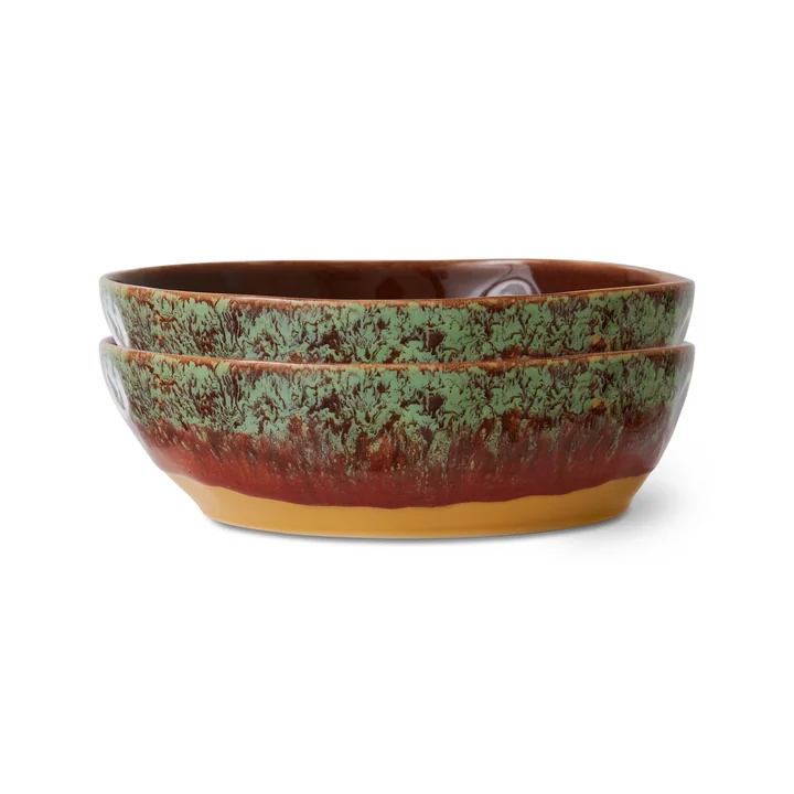 HKliving - 70's Pasta bowl, Ø 19.5 cm, cove (set of 2)