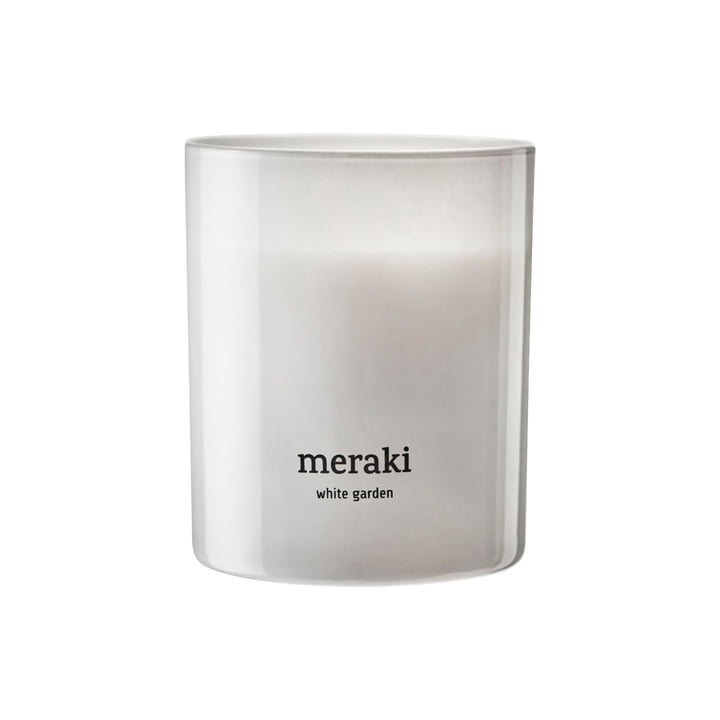 Meraki - Scented candle, Ø 8 cm, White garden