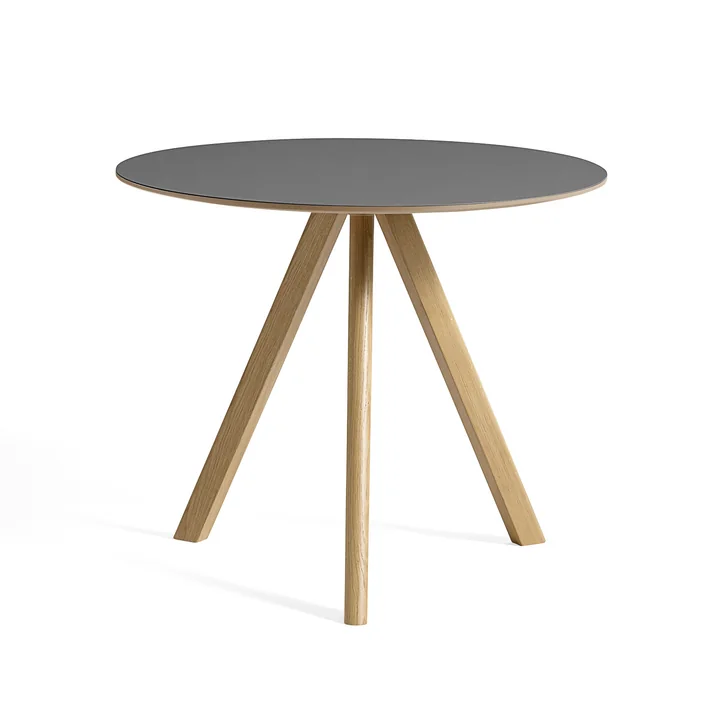 HAY - Copenhague CPH20 2. 0 Table Ø 90 cm, lacquered oak / gray linoleum