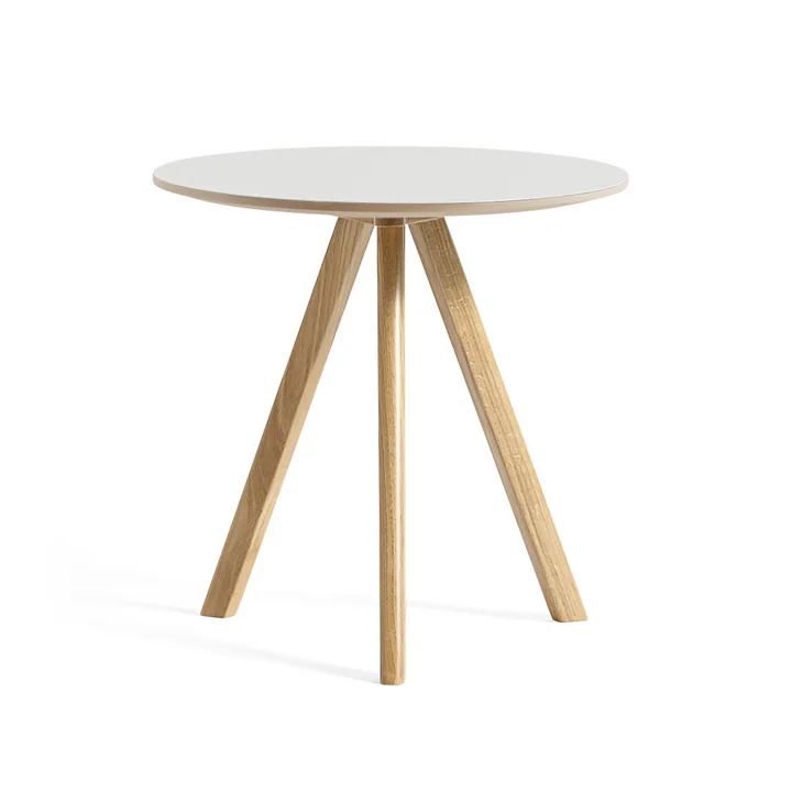 HAY - Copenhague CPH20 2. 0 Side table Ø 50 cm, lacquered oak with linoleum, off-white