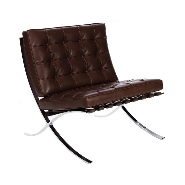 Knoll - Barcelona Relax armchair, chrome / leather dark brown Venezia