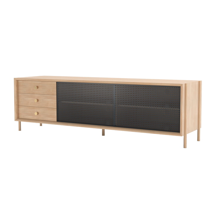 Hartô - Gabin Sideboard with drawers, 162 x 49 cm, natural oak / slate gray