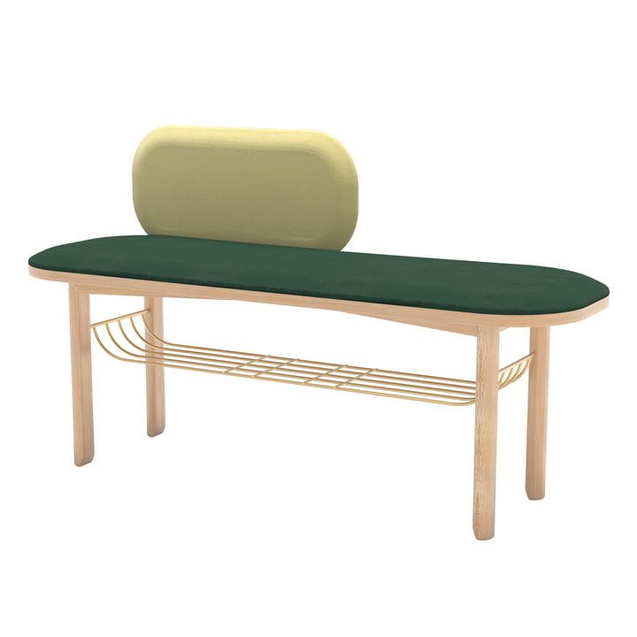 Hartô - Eustache bench, 120 x 74 cm, natural oak / green / taupe