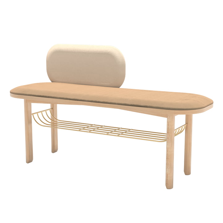 Hartô - Eustache bench, 120 x 74 cm, natural oak / camel / beige