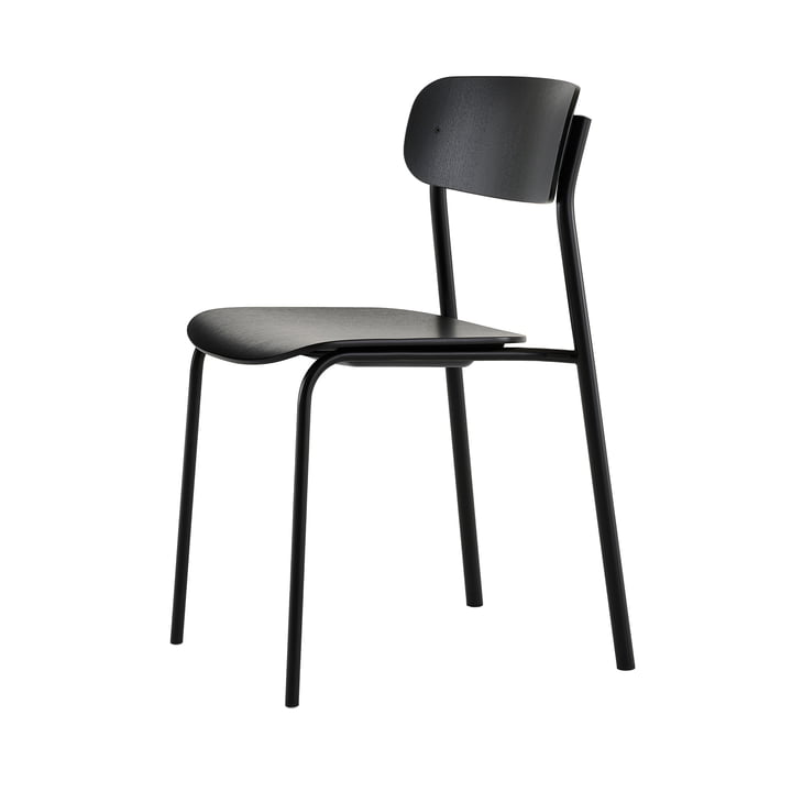 Thonet - S 243 Chair, jet black (RAL 9005) / black stained oak (TP 29)