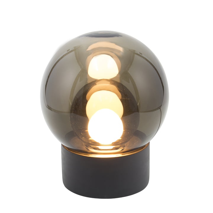 Boule Small table lamp by Pulpo in smoke grey with socket in black