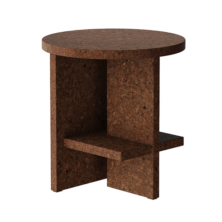 NINE - Tee Side table round Ø 40 cm, dark cork