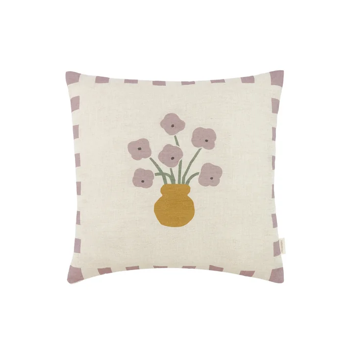 Nobodinoz - Vibes cushion 40 x 40 cm, flowers, lilac