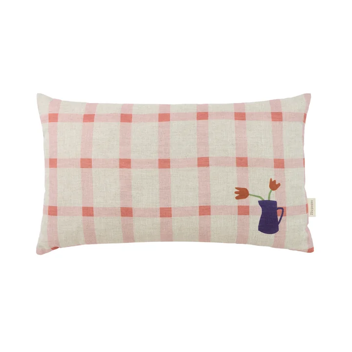 Nobodinoz - Vibes cushion M, 44 x 25 cm, tulips, pink
