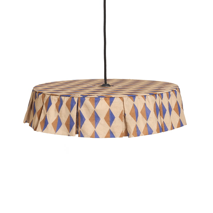 Nobodinoz - Vibes lampshade, Ø 50 cm, cotton, brown / blue