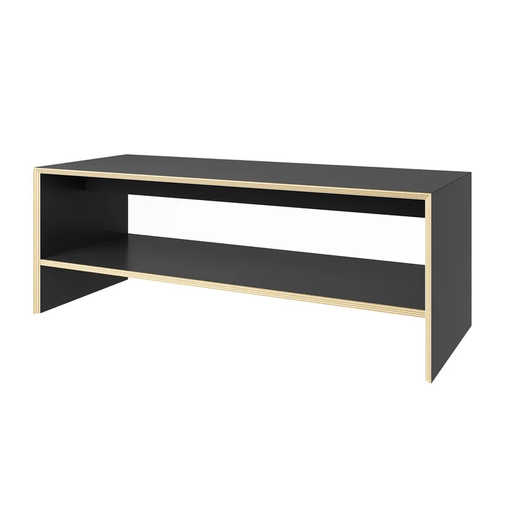 Müller Small Living - Bridge Two bench with shelf, black matt