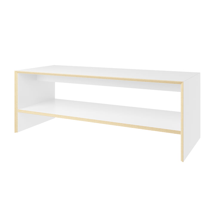 Müller Small Living - Bridge Two bench with shelf, white