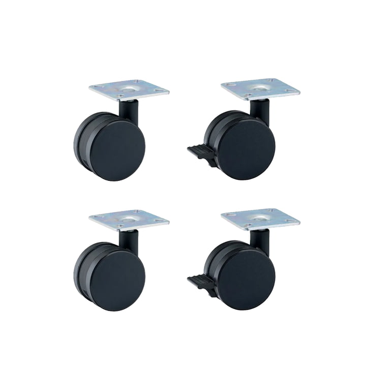 Müller Small Living - Vertiko castors, black (set of 4)