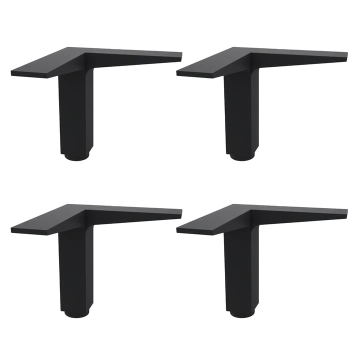 Müller Small Living - Vertiko feet, height-adjustable, black (set of 4)