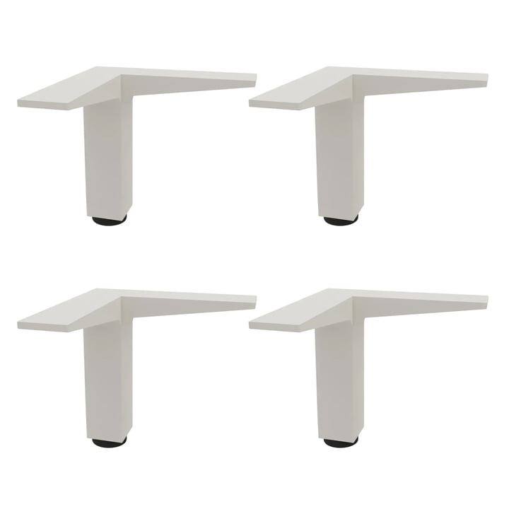 Müller Small Living - Vertiko feet, height-adjustable, white (set of 4)